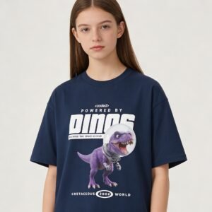 Powered by dinos color t-shirt